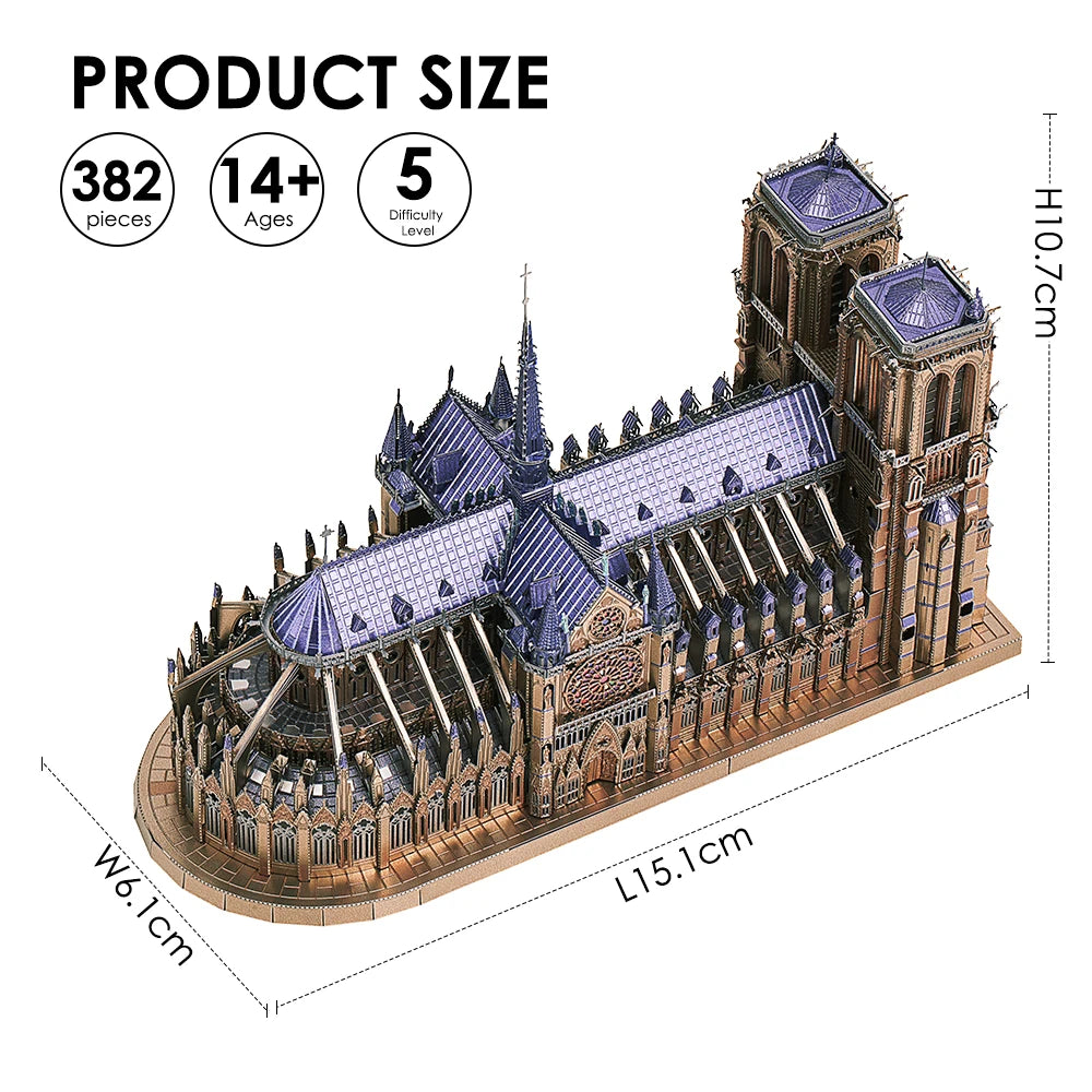 Kit de rompecabezas de metal 3D de Notre Dame