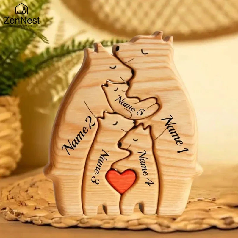 Decoración personalizada de rompecabezas de oso familiar