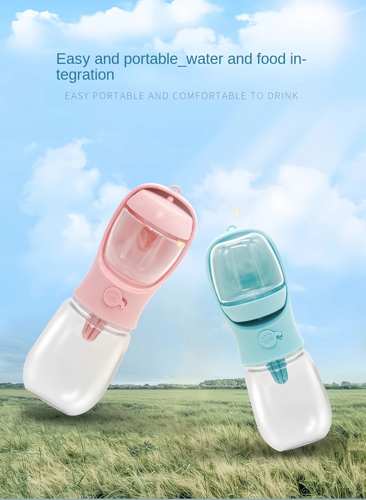 AquaPaws™ 2-in-1 bottiglia d'acqua da viaggio e distributore di cibo