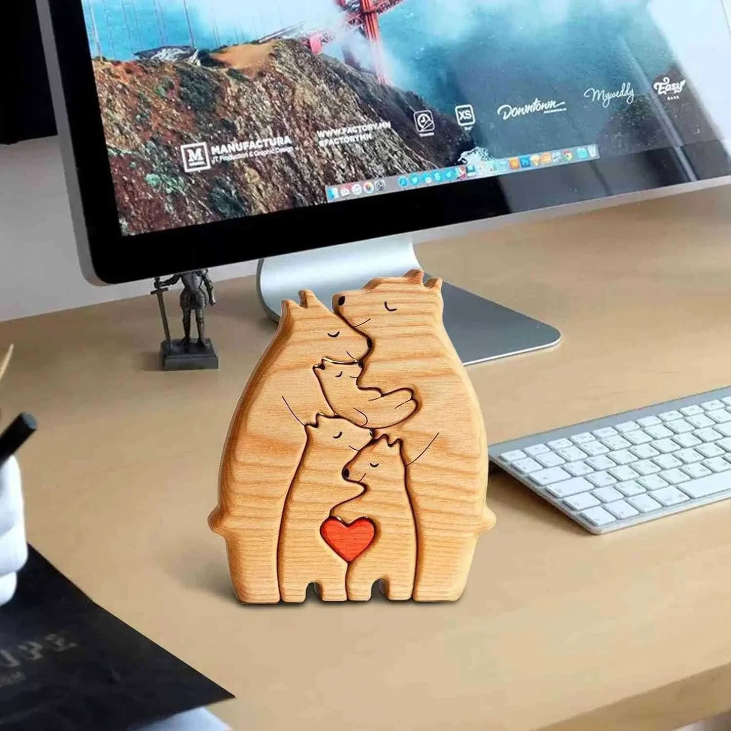 Decoración personalizada de rompecabezas de oso familiar