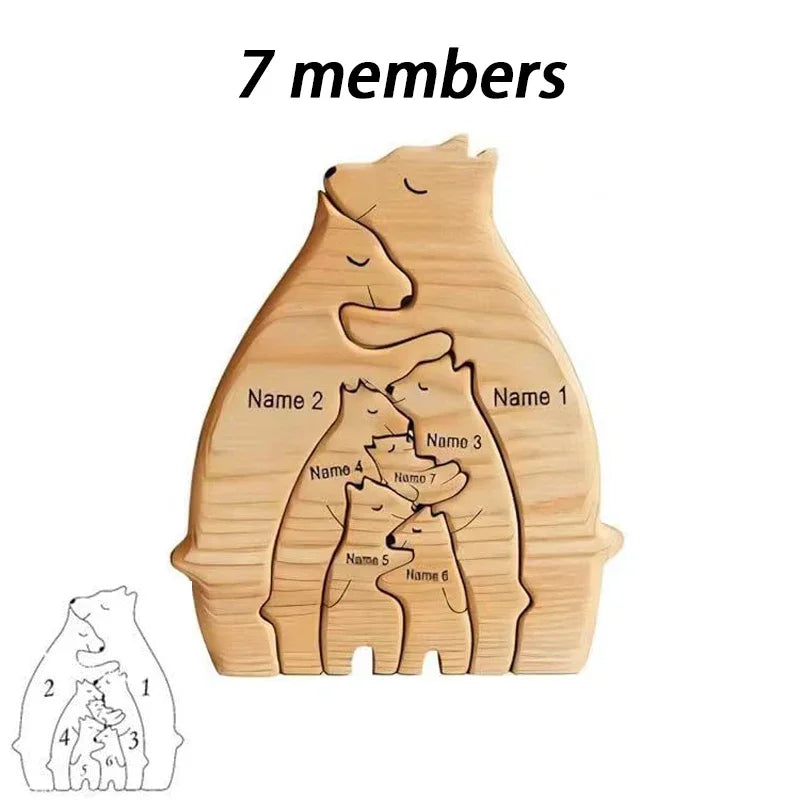 Decoración personalizada de rompecabezas de oso familiar
