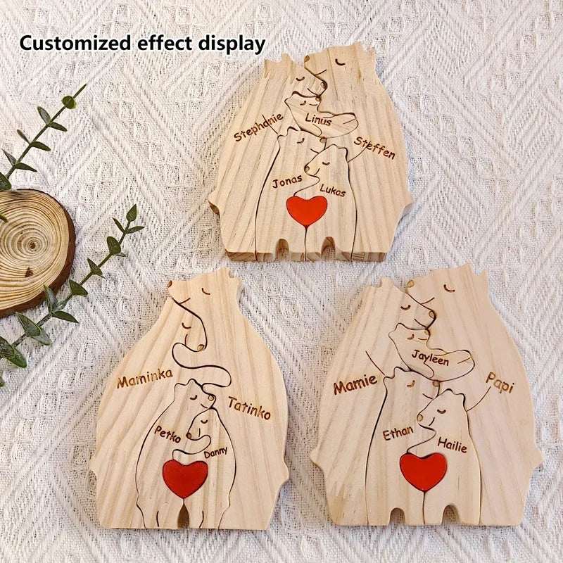 Decoración personalizada de rompecabezas de oso familiar
