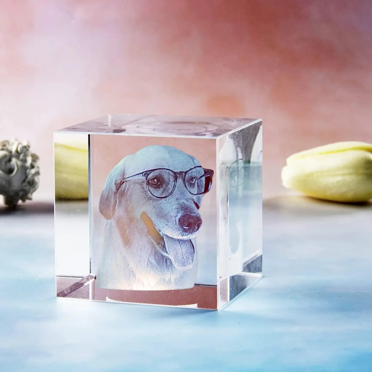 Custom Crystal Cube Memorial Keepsake