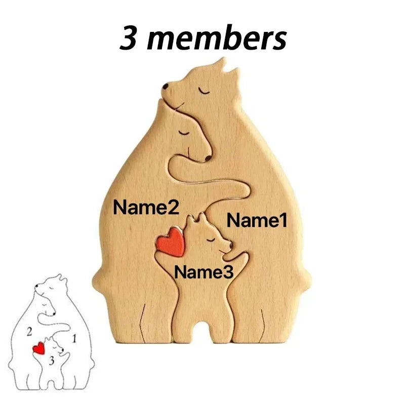 Decoración personalizada de rompecabezas de oso familiar