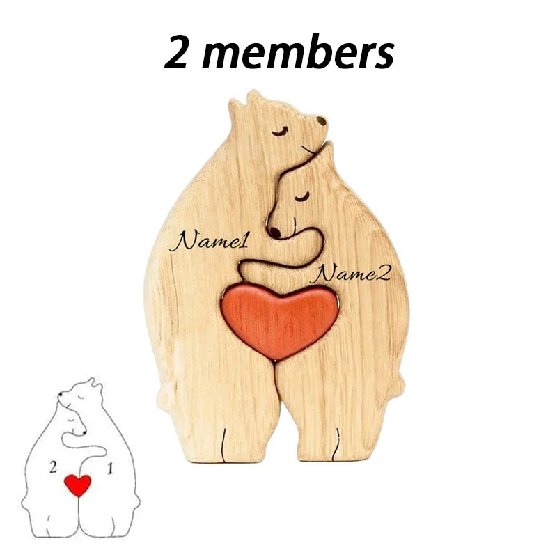 Decoración personalizada de rompecabezas de oso familiar