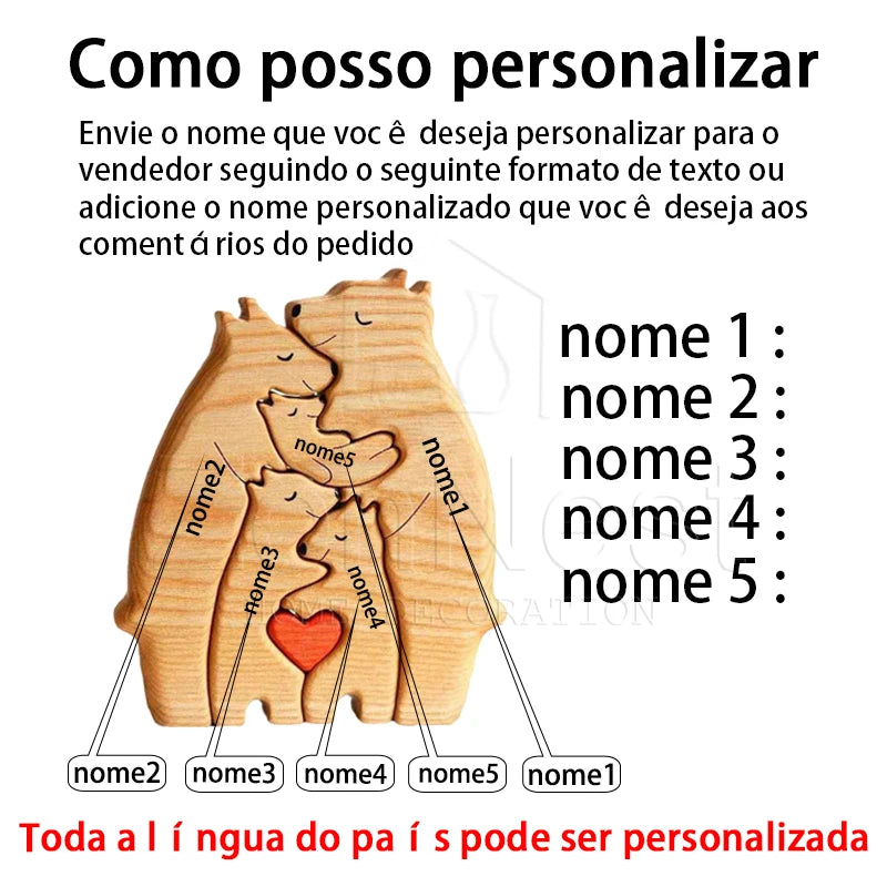 Decoración personalizada de rompecabezas de oso familiar