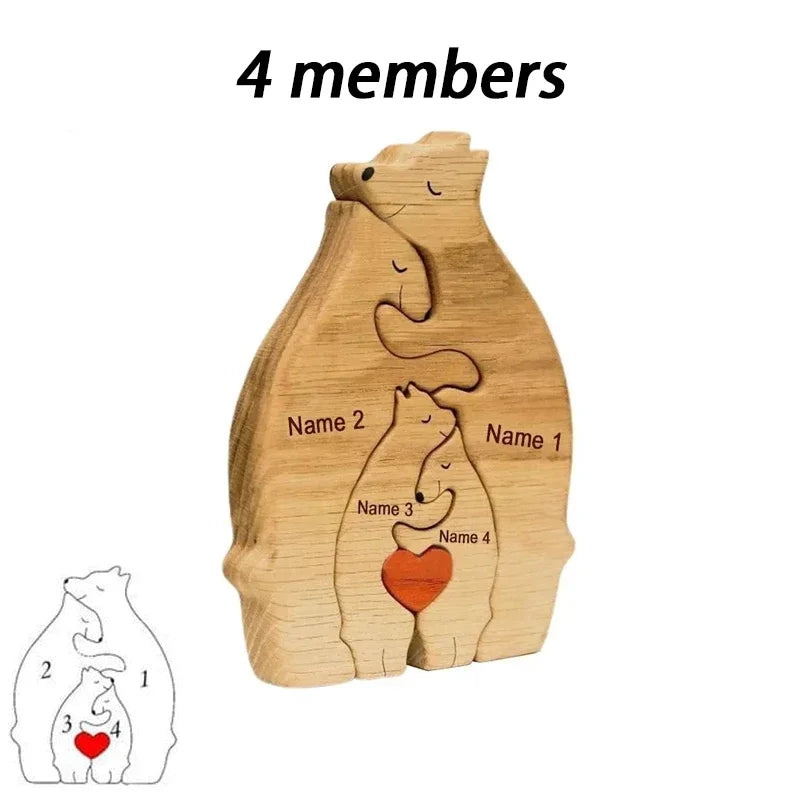 Decoración personalizada de rompecabezas de oso familiar