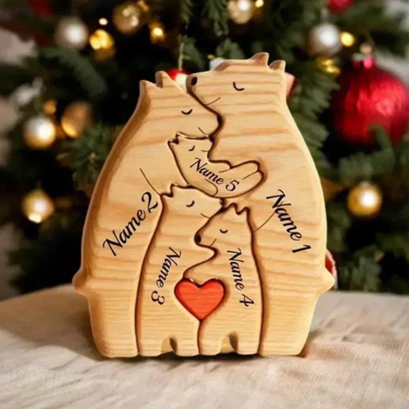 Decoración personalizada de rompecabezas de oso familiar